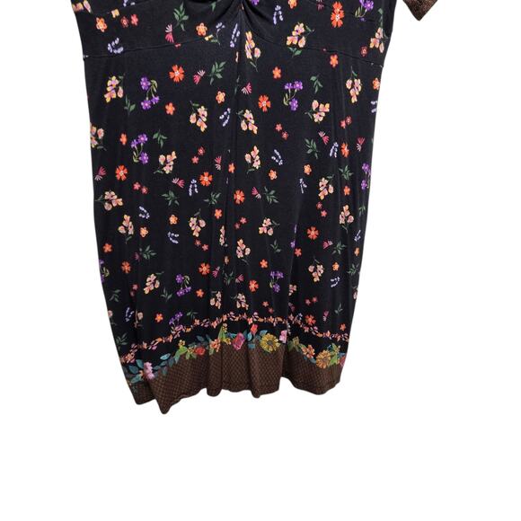 Johnny Was Womens Floral Black Twist Front Swing Dress Plus SZ 1X Dark Floral - Picture 8 of 13